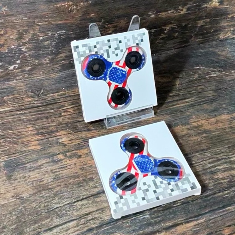 Set of 2 Red White Blue Fidget Spinners Toys